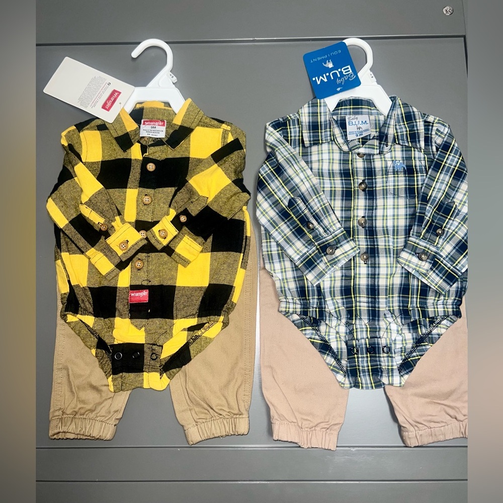 NWT Bundle of 2- Plaid Toddler Boy Long Sleeve Onsie Outfit